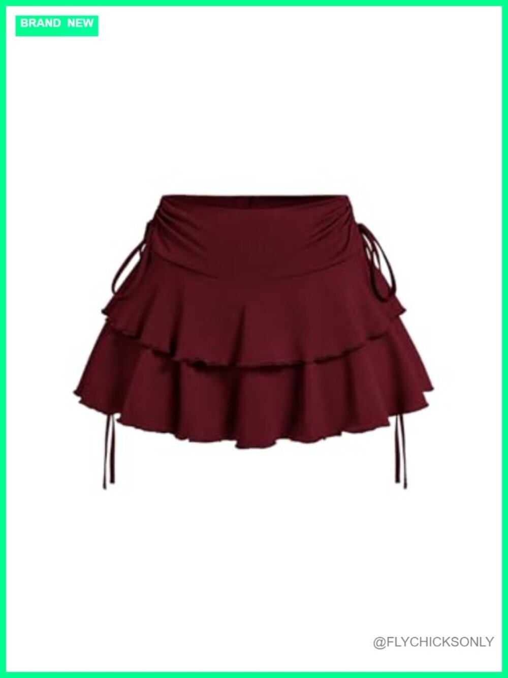 Y2K Ruffle Mini Skirt Bow Side Flowy A-Line High Waisted Skort